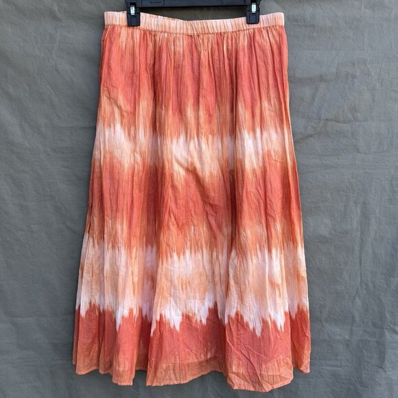 Chico's Dresses & Skirts - Chico's Size 1 I US S Orange White Skirt 100% Cotton Stretchy Elastic Lined
